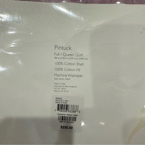 Sky Pintuck FULL / QUEEN Quilt Coverlet Sz 88”x 96” 100% Cotton In Lavender - Picture 11 of 15